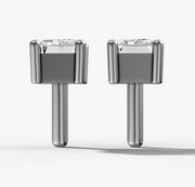 Four Prong Radiant Diamond Stud Earrings