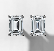 Four Prong Radiant Diamond Stud Earrings