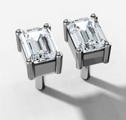 Four Prong Radiant Diamond Stud Earrings