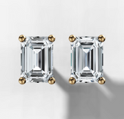 Four Prong Radiant Diamond Stud Earrings