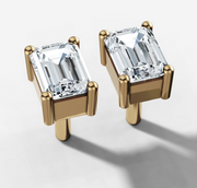 Four Prong Radiant Diamond Stud Earrings