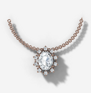 Oval Star Set Diamond Halo Necklace | Jewelverra