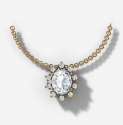 Oval Star Set Diamond Halo Necklace | Jewelverra