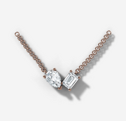 Pear Emerald Diamond Floating Necklace | Jewelverra