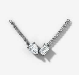 Pear Emerald Diamond Floating Necklace | Jewelverra