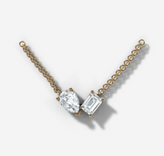 Pear Emerald Diamond Floating Necklace | Jewelverra