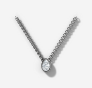 Bezel Set Pear Diamond Necklace
