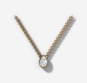 Bezel Set Pear Diamond Necklace