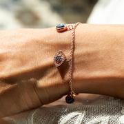 Rose Gold Evil Eye Charm Bracelet – Blue Teardrop Protection Jewelry | JewelVerra