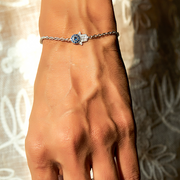 Silver Evil Eye Hamsa Bracelet – Blue Stone Protection Jewelry | JewelVerra