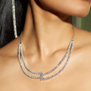 Double Row Diamond Choker Necklace in White Gold – Elegant Statement Jewelry | JewelVerra