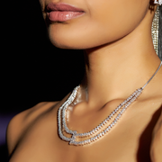 Double Row Diamond Choker Necklace in White Gold – Elegant Statement Jewelry | JewelVerra