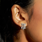 Modern White Gold Diamond Earrings for Women – Abstract Shape Statement Studs | JewelVerra