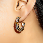 Diamond Hoop Earrings for Women – Gold X-Prong Setting – Unique Dual-Tone Design | JewelVerra Lab-Grown Diamonds