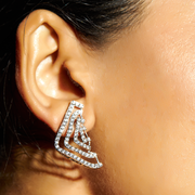 White Gold Geometric Diamond Earrings – Bold & Modern Sparkle | JewelVerra