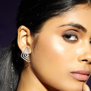 White Gold Geometric Diamond Earrings – Bold & Modern Sparkle | JewelVerra
