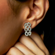White Gold Multi-Loop Diamond Earrings – Statement Studs for Modern Glam | JewelVerra