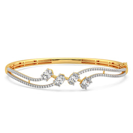 Double Row Diamond Bangle in Gold – Elegant Oval Cut Bracelet for Women | JewelVerra