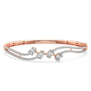 Double Row Diamond Bangle in Gold – Elegant Oval Cut Bracelet for Women | JewelVerra