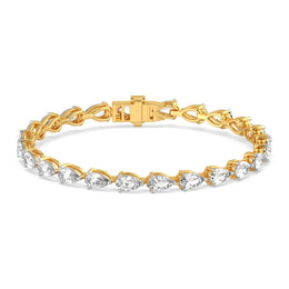 Pear-Cut Diamond Tennis Bracelet in Yellow Gold – Elegant Tear Drop Link Design | JewelVerra