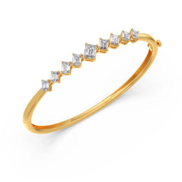 Baguette Diamond Bangle in Yellow Gold – Elegant & Stylish Bracelet | JewelVerra