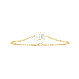 Two-Stone Diamond Bracelet in Yellow Gold | Pear & Emerald Cut | Elegant Minimal Jewelry – JewelVerra