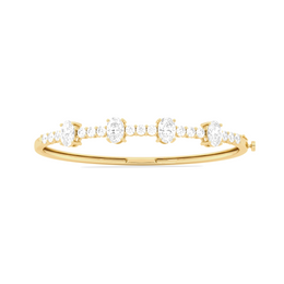 Oval Diamond Bangle Bracelet in Yellow Gold | Classic Open-Top Design | Elegant Fine Jewelry – JewelVerra