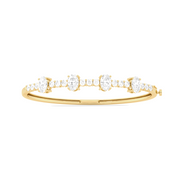 Oval Diamond Bangle Bracelet in Yellow Gold | Classic Open-Top Design | Elegant Fine Jewelry – JewelVerra