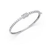 Emerald Cut Diamond Bangle for Women – Classic Gold Bracelet with Round Diamonds | JewelVerra