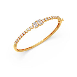 Emerald Cut Diamond Bangle for Women – Classic Gold Bracelet with Round Diamonds | JewelVerra
