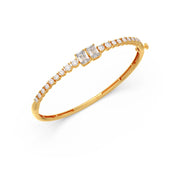 Emerald Cut Diamond Bangle for Women – Classic Gold Bracelet with Round Diamonds | JewelVerra