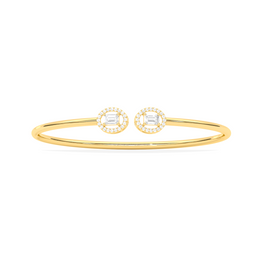Open Diamond Bangle Bracelet in Yellow Gold – Minimal Double Halo Design | JewelVerra