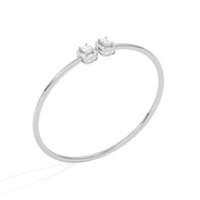 Twin Emerald-Cut Diamond Bangle in Yellow Gold – Minimalist Open Cuff Bracelet | JewelVerra