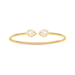 Teardrop Diamond Open Bangle in Yellow Gold – Elegant & Minimal | JewelVerra