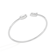 Marquise Diamond Open Bangle in Yellow Gold – Minimal Twist Bypass Design | JewelVerra