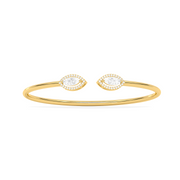 Marquise Diamond Open Bangle in Yellow Gold – Minimal Twist Bypass Design | JewelVerra