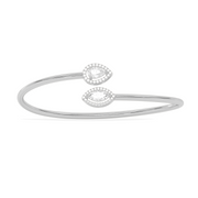 Open Marquise Diamond Bangle for Women – Stylish Gold Bracelet with Twin Pear Halo Stones | JewelVerra