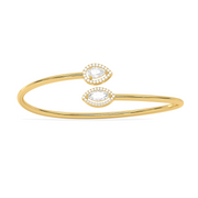 Open Marquise Diamond Bangle for Women – Stylish Gold Bracelet with Twin Pear Halo Stones | JewelVerra