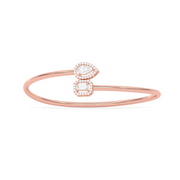 Yellow Gold Open Bangle Bracelet – Teardrop & Emerald Cut Diamond | JewelVerra