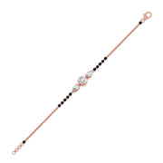 Solitaire Mangalsutra Bracelet for Women – Black Bead Diamond Bracelet in Gold | JewelVerra