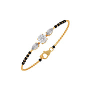 Solitaire Mangalsutra Bracelet for Women – Black Bead Diamond Bracelet in Gold | JewelVerra