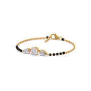Solitaire Mangalsutra Bracelet for Women – Black Bead Diamond Bracelet in Gold | JewelVerra