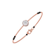 Single Diamond Mangalsutra Bracelet – Yellow Gold with Black Beads | JewelVerra