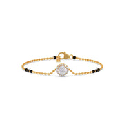 Single Diamond Mangalsutra Bracelet – Yellow Gold with Black Beads | JewelVerra