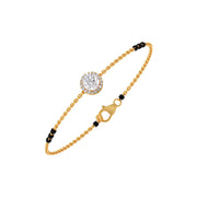 Single Diamond Mangalsutra Bracelet – Yellow Gold with Black Beads | JewelVerra