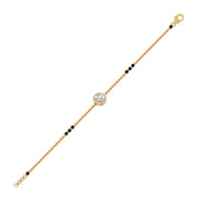 Single Diamond Mangalsutra Bracelet – Yellow Gold with Black Beads | JewelVerra