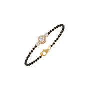 Round Diamond Halo Mangalsutra Bracelet – Yellow Gold with Black Beads | JewelVerra
