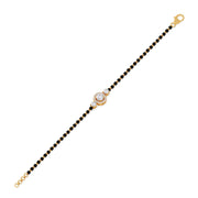 Round Diamond Halo Mangalsutra Bracelet – Yellow Gold with Black Beads | JewelVerra