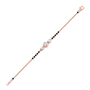 Mangalsutra Bracelet with Round and Pear Diamonds – Black Beads & Gold Chain | JewelVerra