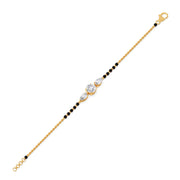 Mangalsutra Bracelet with Round and Pear Diamonds – Black Beads & Gold Chain | JewelVerra